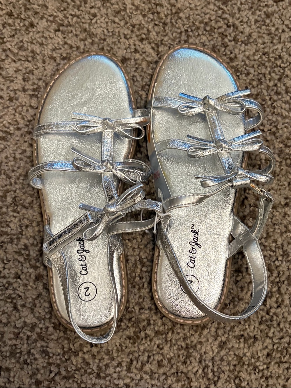 Cat & Jack silver sandals NWT